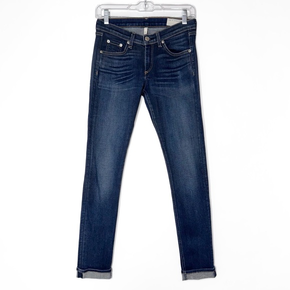 Rag & Bone Medium Wash Low Rise Full Length Ankle Skinny Jeans Size 26 - Picture 2 of 9